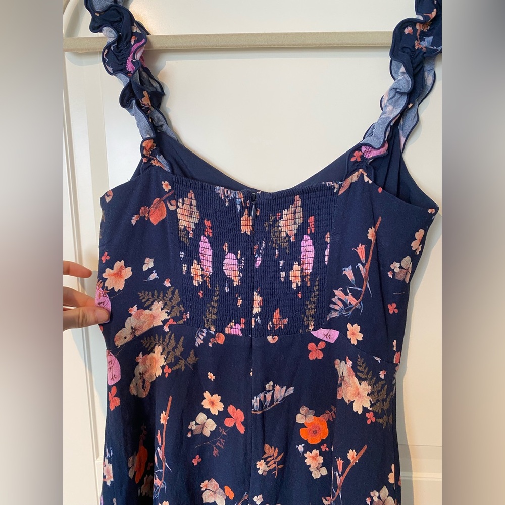 Aritzia Sunday Best Floral Mini Dress Navy Blue Sz 6 - Picture 6 of 7